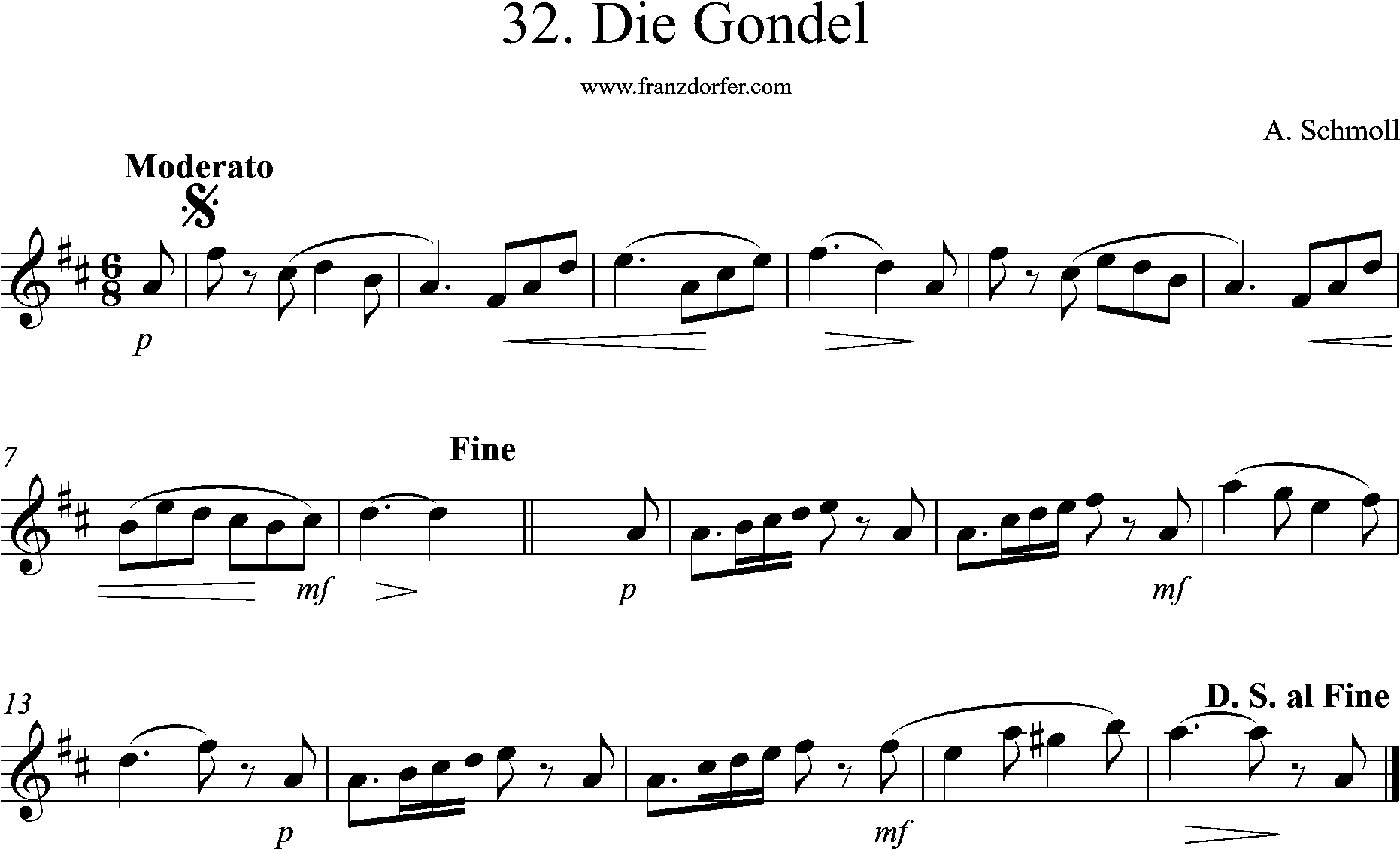 clarinet sheet, die Gondel, d-high